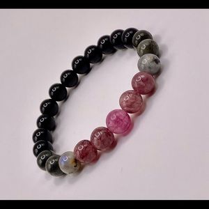 Compassion + Balance Crystal Bead Bracelet Lepidolite Tourmaline Labradorite